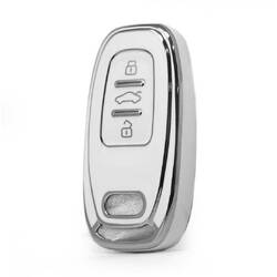 Nano High Quality Cover For Audi Remote Key 3 Button White Color Silver Frame Audi-D11Y
