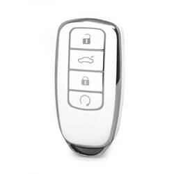 Coque Nano haute qualité pour télécommande Chery 4 boutons, couleur blanche, cadre argenté CR-C11Y