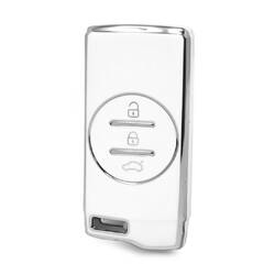 Coque Nano haute qualité pour télécommande Chery 3 boutons, couleur blanche, cadre argenté CR-D11Y