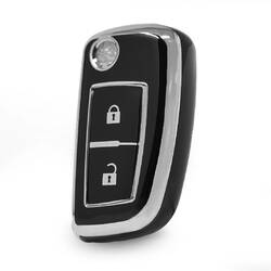 Coque Nano haute qualité pour télécommande Nissan 2 boutons, couleur noire, cadre argenté, NS-B11Y2