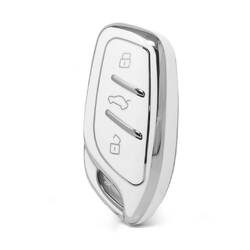 Nano High Quality Cover For Roewe Remote Key 3 Button White Color Silver Frame RW-B11Y