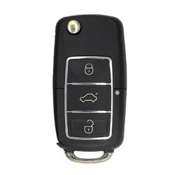 Guscio chiave telecomando cromata Volkswagen VW a 3 pulsanti con supporto batteria e testina