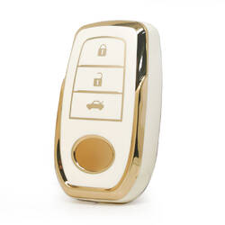 Нано крышка высокого качества для кнопки удаленного ключа 3 Тойота белого цвета