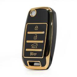 Нано-крышка высокого качества для KIA Flip Remote Key 3+1 кнопок черного цвета