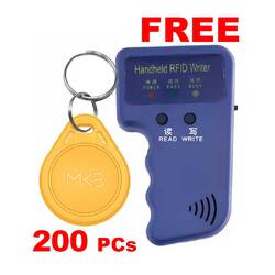 200x RFID 125KHz KEY FOB Proximity T5577 أصفر اللون وآلة ناسخة محمولة مجانية