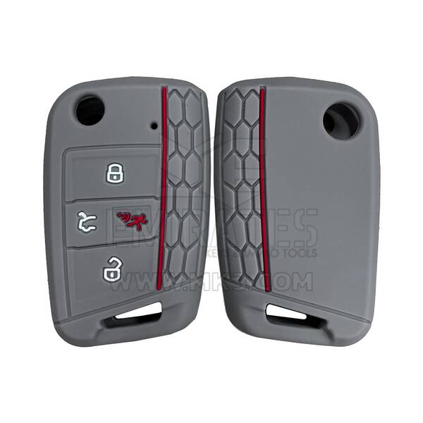 Coque gravée en silicone pour clé à distance Volkswagen Flip 4 boutons