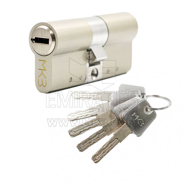 Pure Brass Cylinder with 5 pcs White Brass Keys, With Multi-track Key Way, Stainless Steel Cam Size 70mm