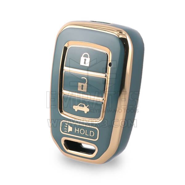 Capa Nano de alta qualidade para chave remota Honda CR-V 3 + 1 botões cor cinza HD-D11J4