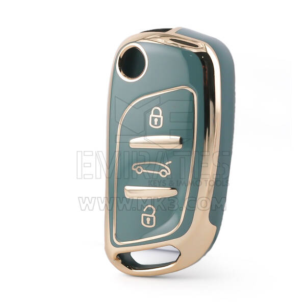 Funda Nano de alta calidad para llave remota Peugeot Flip, 3 botones, Color gris, PG-B11J