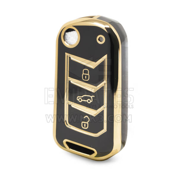 Nano High Quality Cover For Mahindra Flip Remote Key 3 Buttons Black Color MHD-A11J