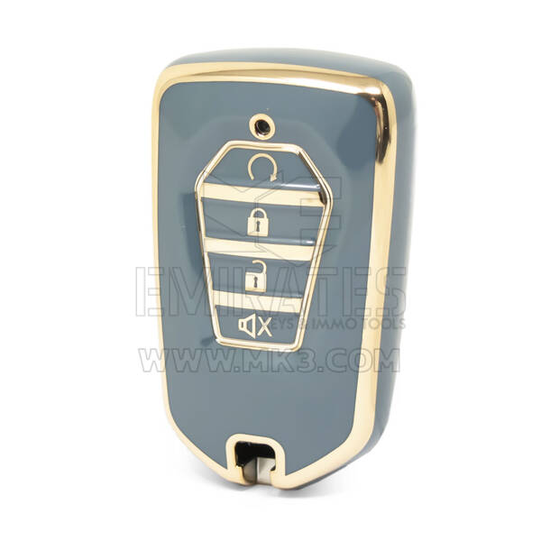 Нано-высококачественный чехол для дистанционного ключа Isuzu с 4 кнопками серого цвета ISZ-B11J4A