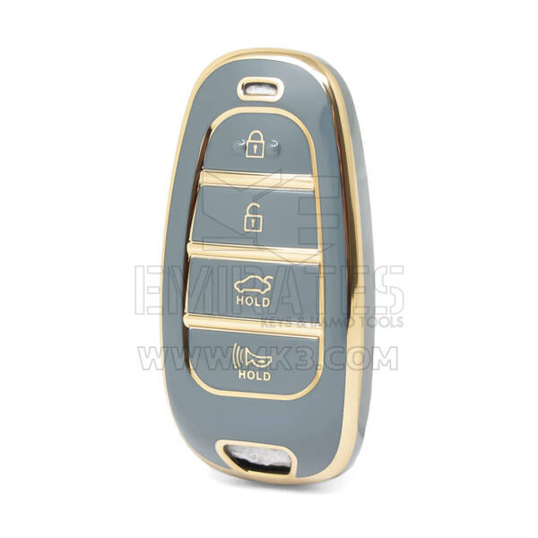 Nano – housse de haute qualité pour clé télécommande Hyundai Sonata, 3 + 1 boutons, couleur grise, HY-H11J4A
