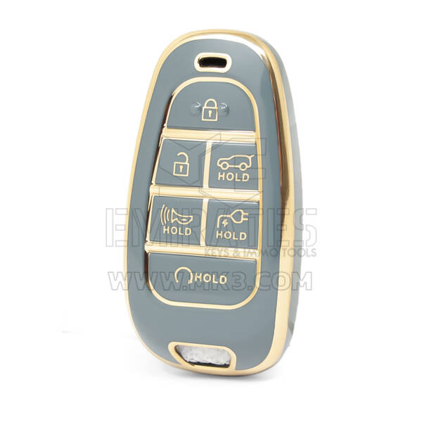 Nano – couvercle de haute qualité pour clé télécommande Hyundai, 6 boutons, couleur grise, HY-H11J6B