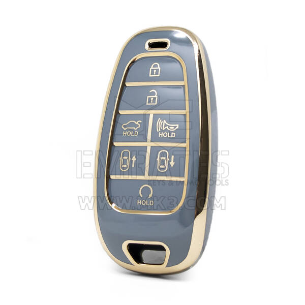 Nano High Quality Cover For Hyundai Remote Key 7 Buttons Gray Color HY-H11J7