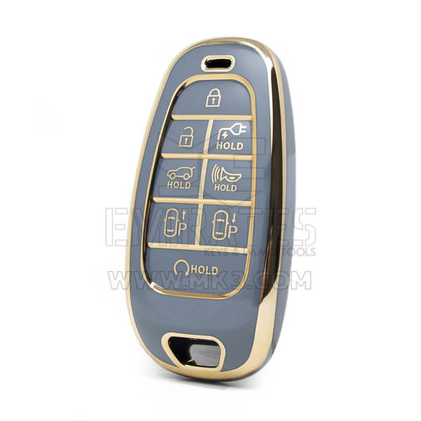 Nano High Quality Cover For Hyundai Remote Key 8 Buttons Gray Color HY-H11J8