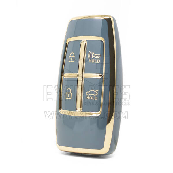 Nano – housse de haute qualité pour clé télécommande Hyundai Genesis, 4 boutons, couleur grise, HY-I11J4B