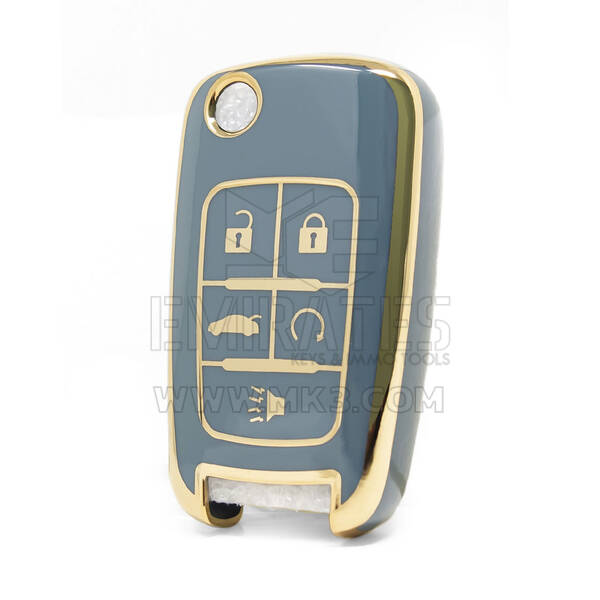 Nano High Quality Cover For Chevrolet Remote Key 4+1 Buttons Gray Color CRL-A11J5
