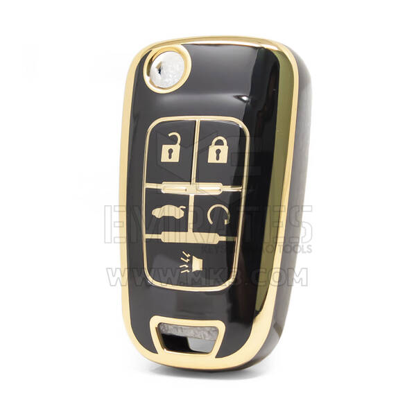 Nano High Quality Cover For Chevrolet Flip Remote Key 5 Buttons Black Color CRL-D11J5