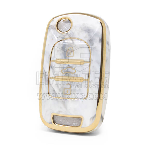 Nano High Quality Marble Cover For Baojun Flip Remote Key 3 Buttons White Color BJ-B12J