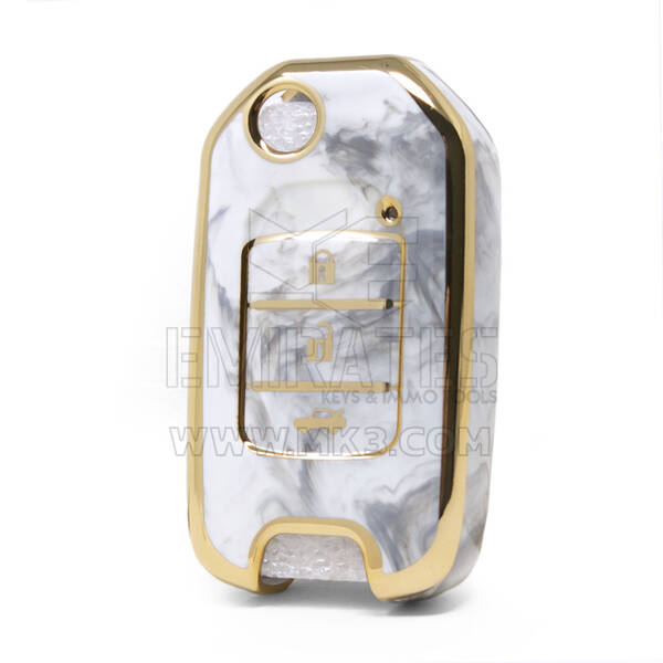 Nano High Quality Marble Cover For Honda Flip Remote Key 3 Buttons White Color HD-B12J3