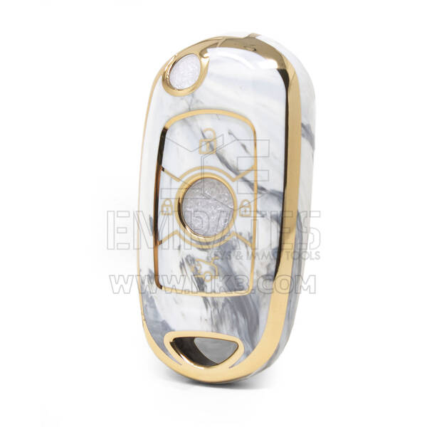 Nano High Quality Marble Cover For Buick Flip Remote Key 3 Buttons White Color BK-B12J