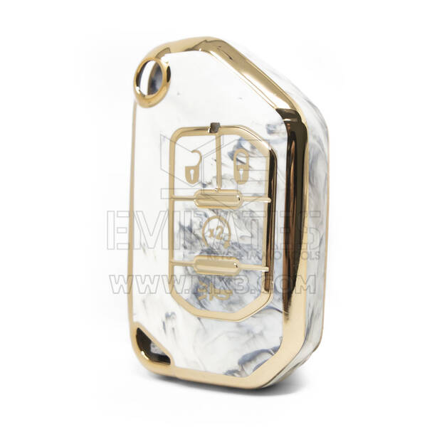 Capa de mármore nano de alta qualidade para chave remota jeep flip 4 botões cor branca Jeep-C12J