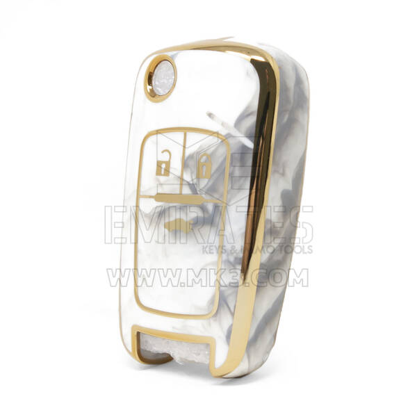 Cover in marmo Nano di alta qualità per chiave remota Chevrolet Flip 3 pulsanti colore bianco CRL-A12J3