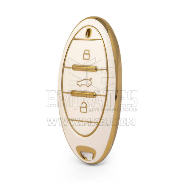 Nano Funda de cuero dorado de alta calidad para mando a distancia Bestune, 3 botones, Color blanco BT-A13J
