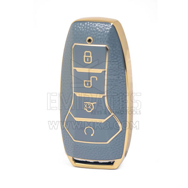 Capa de couro dourado nano de alta qualidade para chave remota BYD 4 botões cor cinza BYD-A13J