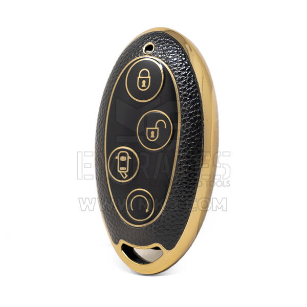 Nano High Quality Gold Leather Cover For BYD Remote Key 4 Buttons Black Color BYD-B13J