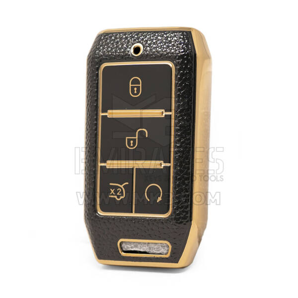 Nano Funda de cuero dorado de alta calidad para mando a distancia BYD, 4 botones, Color negro, BYD-C13J