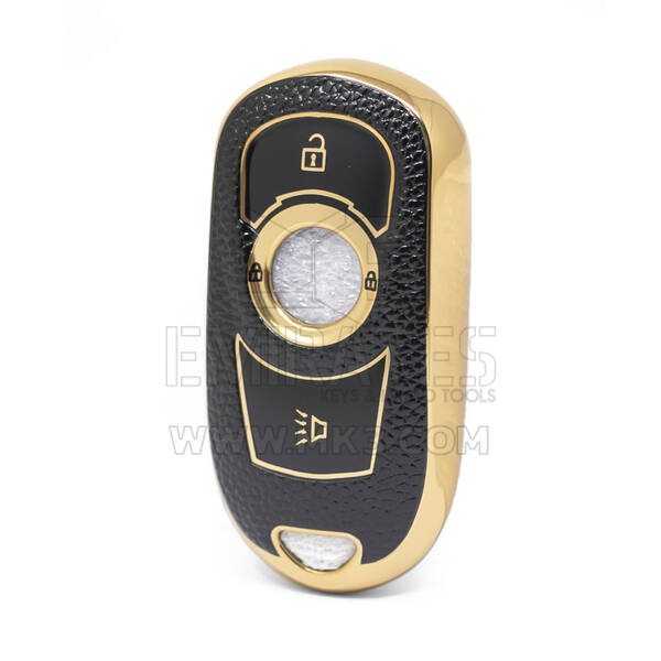 Nano High Quality Gold Leather Cover For Buick Remote Key 3 Buttons Black Color BK-A13J4