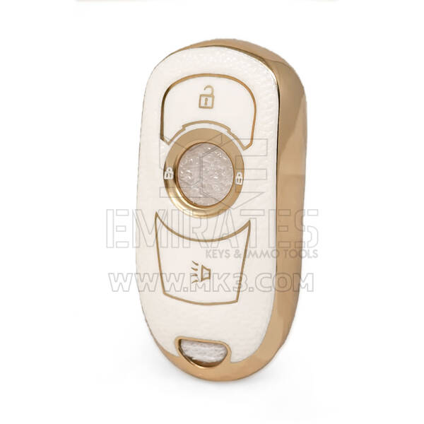 Nano Funda de cuero dorado de alta calidad para llave remota Buick, 3 botones, Color blanco, BK-A13J4