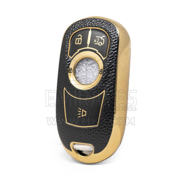 Nano High Quality Gold Leather Cover For Buick Remote Key 4 Buttons Black Color BK-A13J5