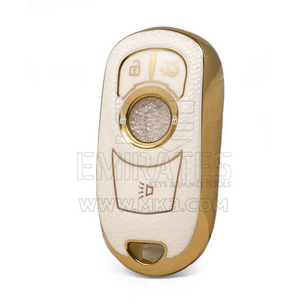Nano High Quality Gold Leather Cover For Buick Remote Key 4 Buttons White Color BK-A13J5