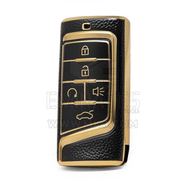 Nano Funda de cuero dorado de alta calidad para llave remota Trumpchi, 5 botones, Color negro, CQ-A13J