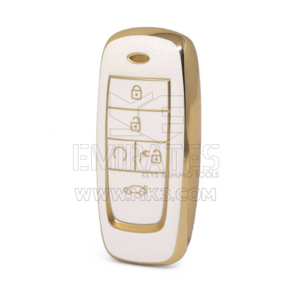 Nano Funda de cuero dorado de alta calidad para llave remota Trumpchi, 5 botones, Color blanco, CQ-B13J