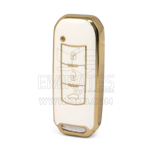 Nano Funda de cuero dorado de alta calidad para llave remota Trumpchi, 3 botones, Color blanco, CQ-C13J
