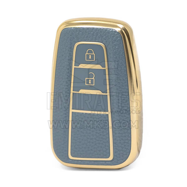Nano High Quality Gold Leather Cover For Toyota Remote Key 2 Buttons Gray Color TYT-B13J2