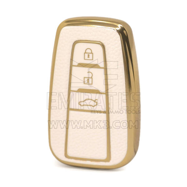 Nano Funda de cuero dorado de alta calidad para llave remota de Toyota, 3 botones, Color blanco, TYT-B13J3B