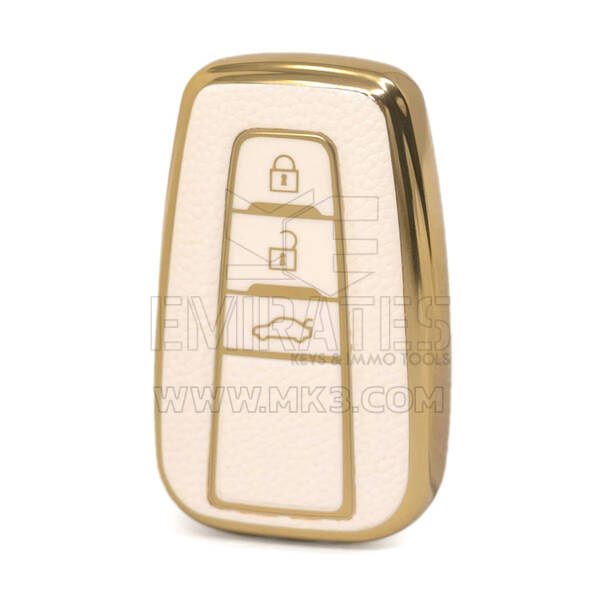 Nano High Quality Gold Leather Cover For Toyota Remote Key 3 Buttons White Color TYT-B13J3B