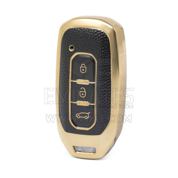 Nano High Quality Gold Leather Cover For Ford Remote Key 3 Buttons Black Color Ford-H13J3