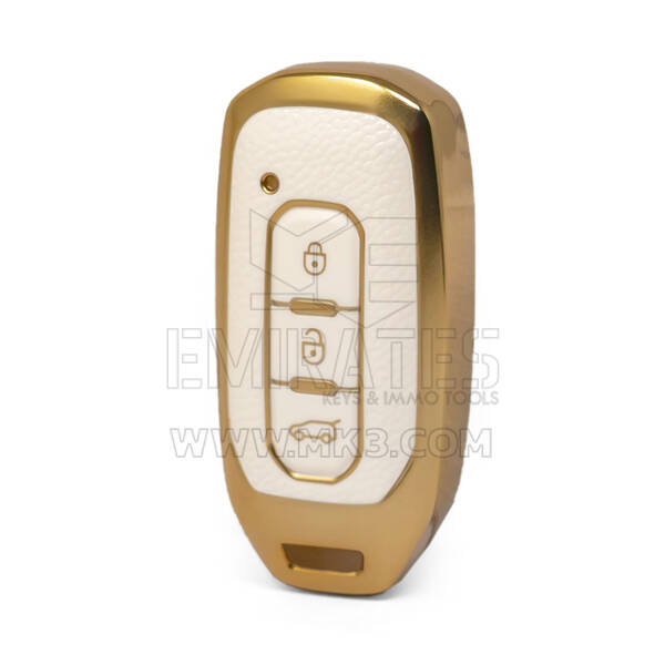 Nano High Quality Gold Leather Cover For Ford Remote Key 3 Buttons White Color Ford-H13J3