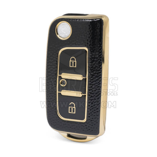 Funda de cuero dorado Nano de alta calidad para mando a distancia Foton Flip, 2 botones, Color negro, FT-A13J