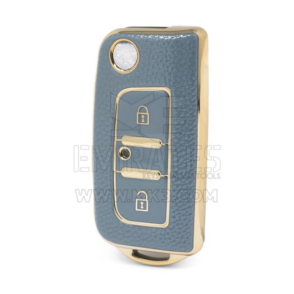 Nano Funda de cuero dorado de alta calidad para llave remota Foton Flip 2 botones Color gris FT-A13J