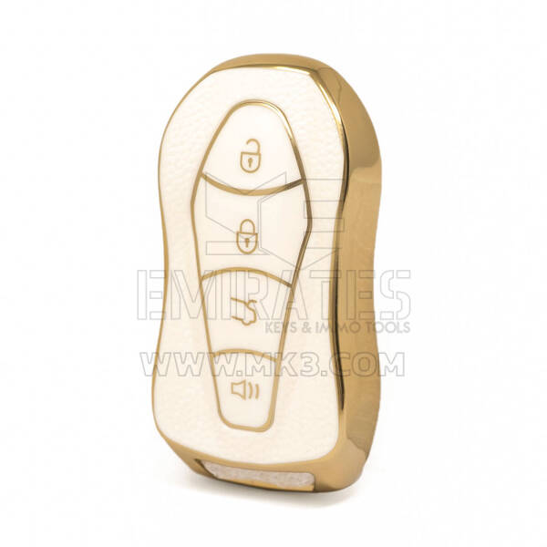 Nano Funda de cuero dorado de alta calidad para llave remota Geely, 4 botones, Color blanco GL-C13J