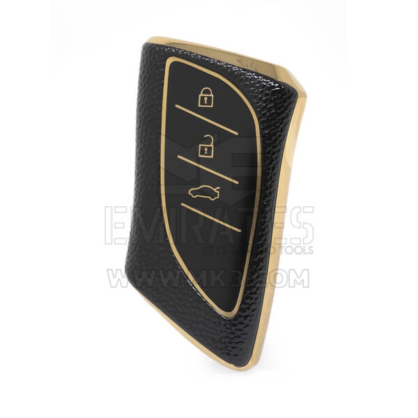 Nano High Quality Gold Leather Cover For Lexus Remote Key 3 Buttons Black Color LXS-B13J3