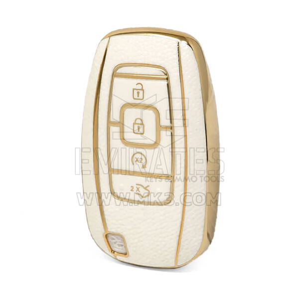 Nano High Quality Gold Leather Cover For Lincoln Remote Key 4 Buttons White Color LCN-A13J