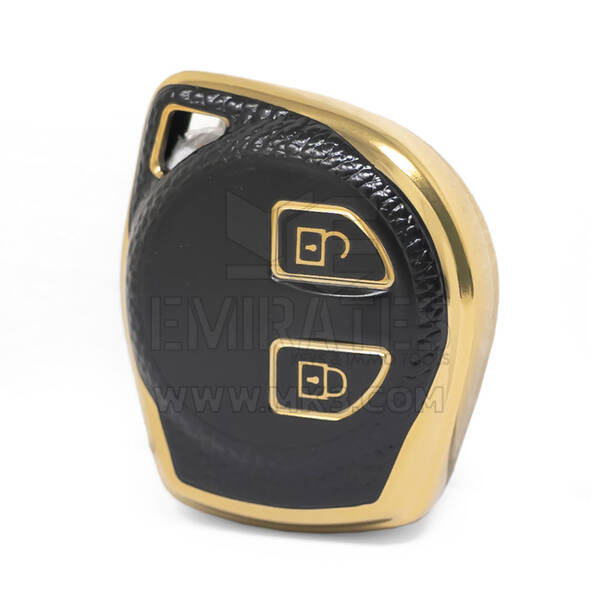 Nano High Quality Gold Leather Cover For Suzuki Remote Key 2 Buttons Black Color SZK-D13J