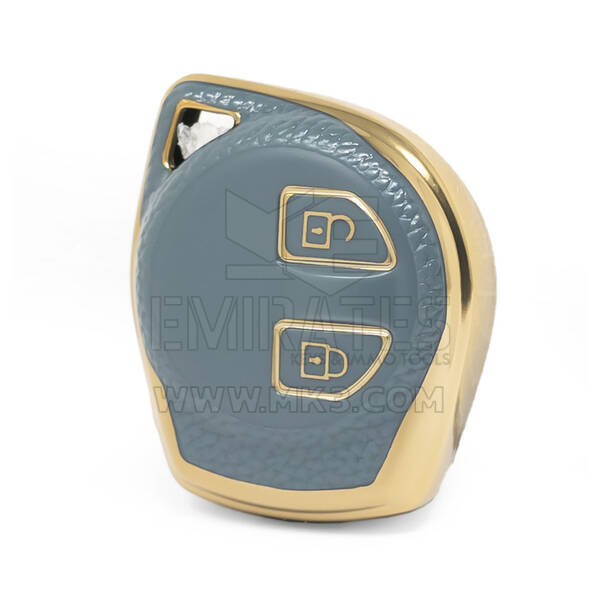 Nano High Quality Gold Leather Cover For Suzuki Remote Key 2 Buttons Gray Color SZK-D13J